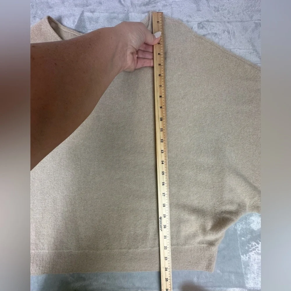 Anthropologie Cashmere Poncho Sweater Plus 1X Beige Boxy Boat Neck Old Money New - Picture 10 of 10